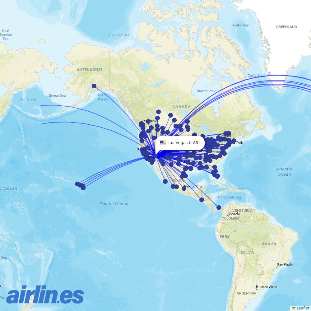 Frontier Airlines from Harry Reid International Airport destination map