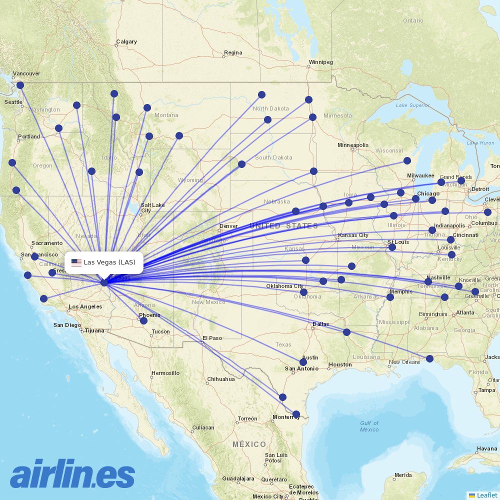 Allegiant at LAS route map