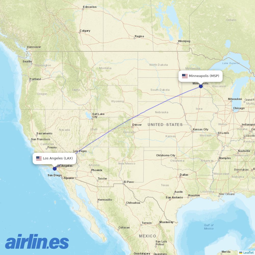 Sun Country Airlines at LAX route map