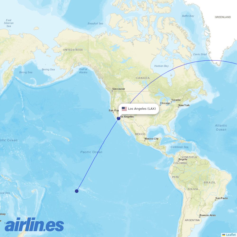 Air Tahiti Nui at LAX route map