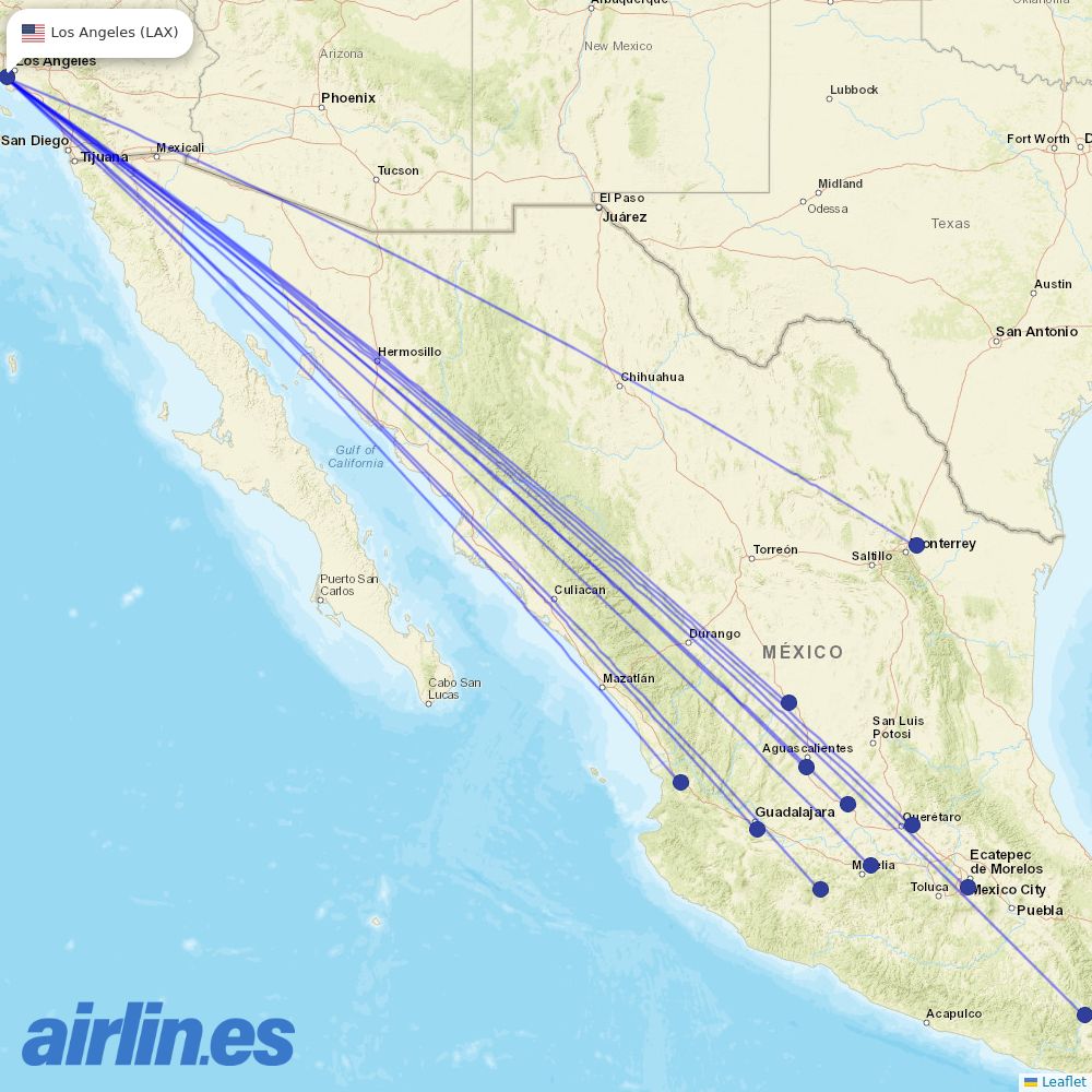Volaris at LAX route map