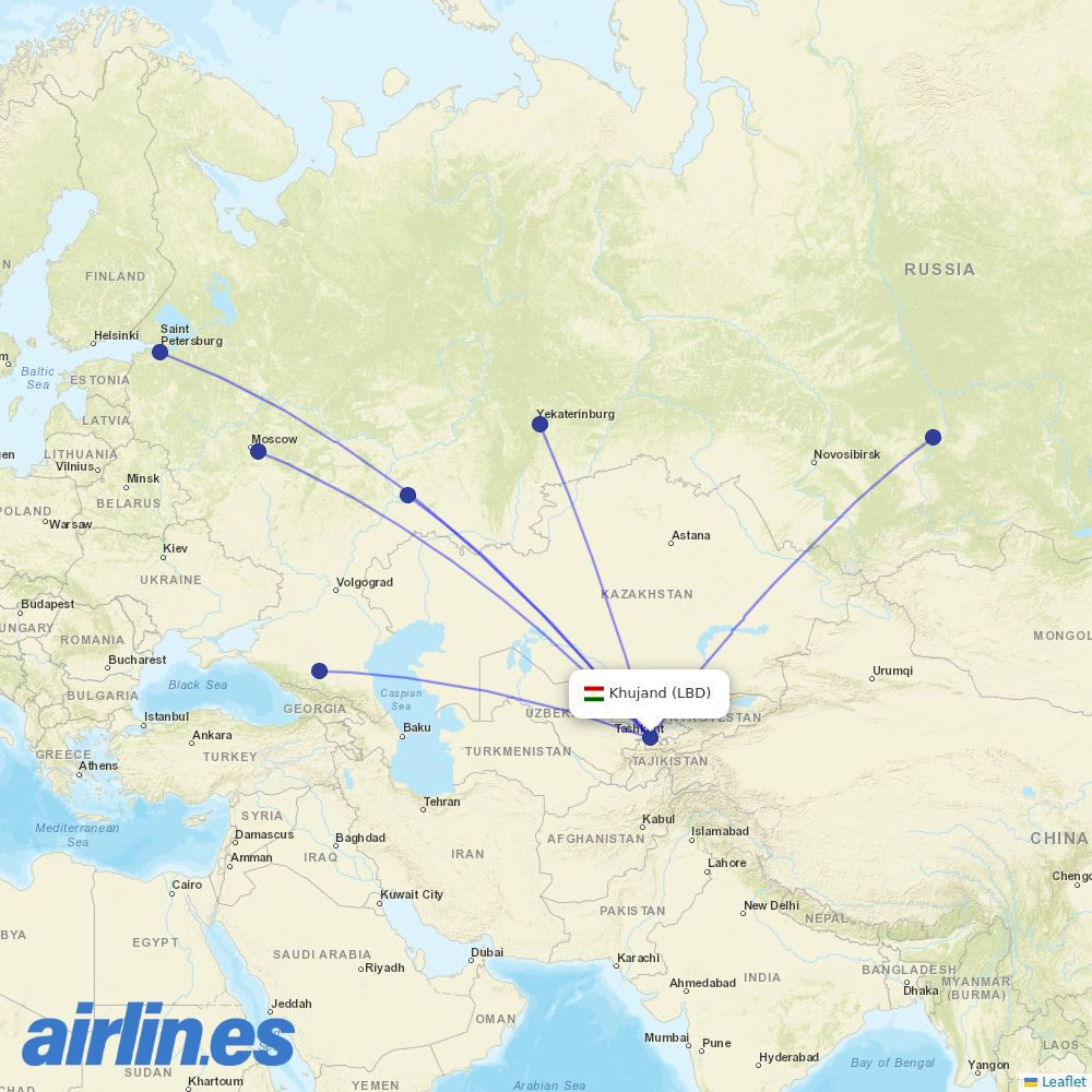 Ural Airlines at LBD route map