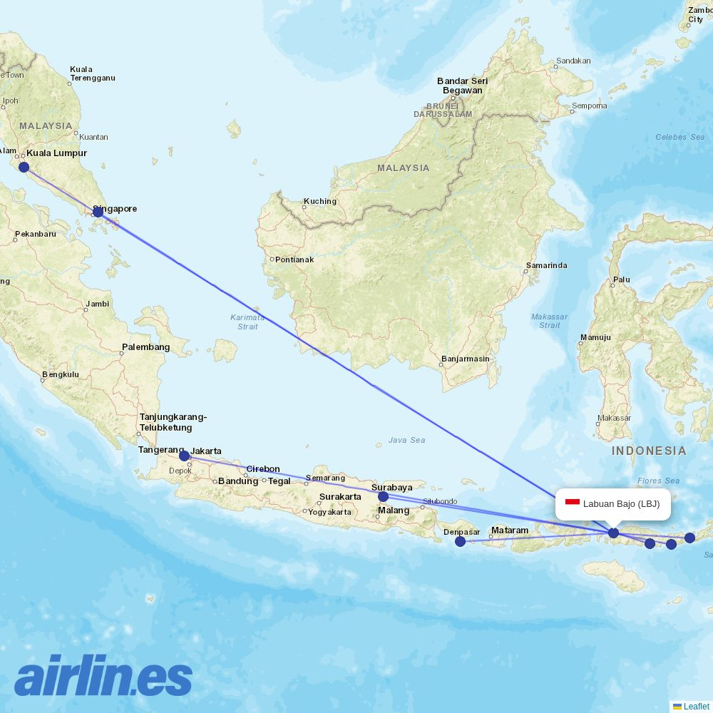 Super Air Jet from Labuan Bajo destination map