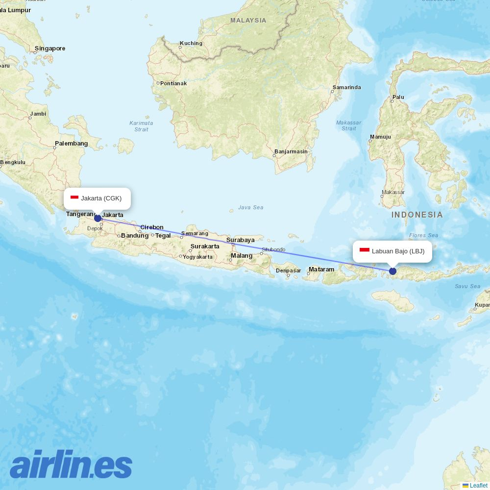 Citilink from Labuan Bajo destination map