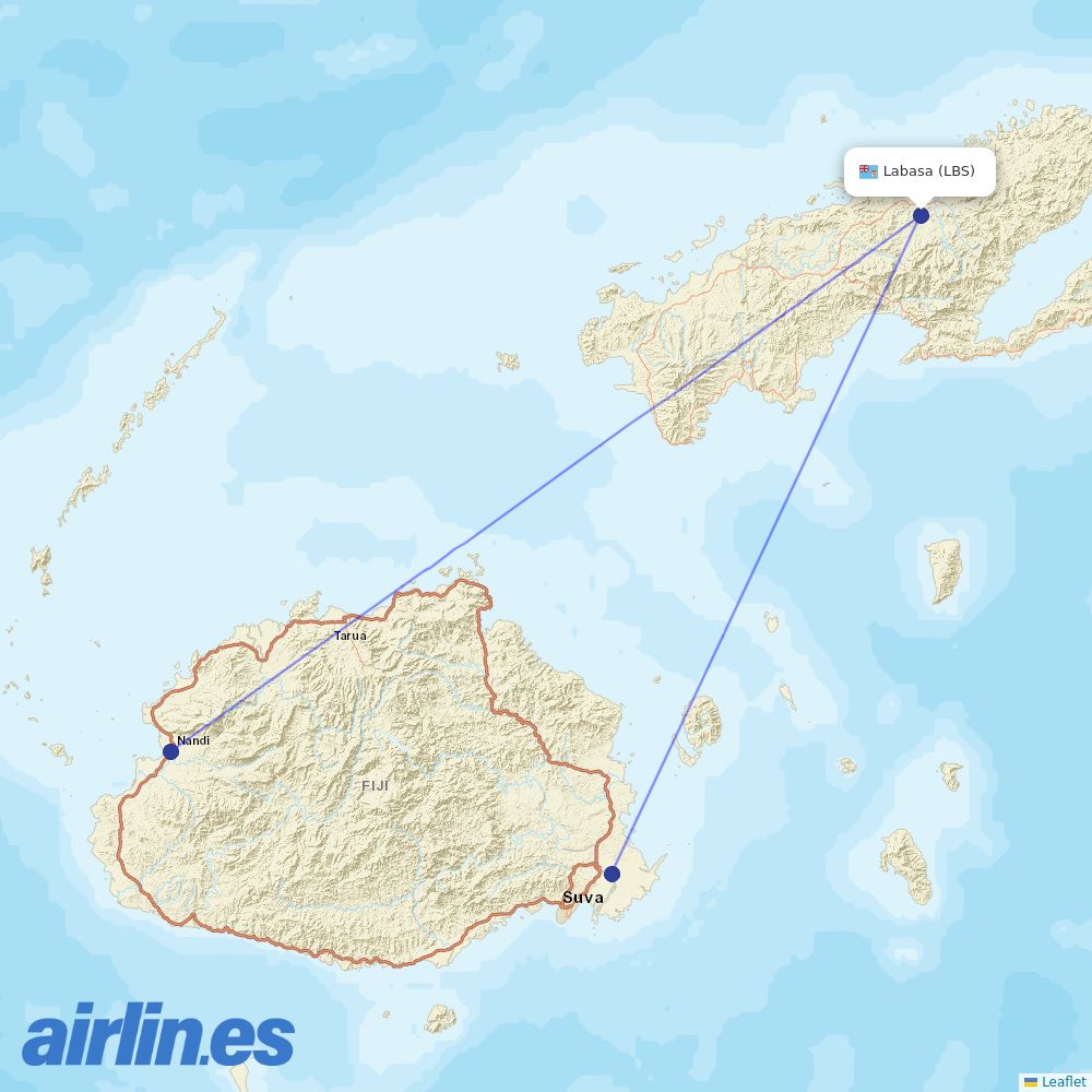 Fiji Airways at LBS route map