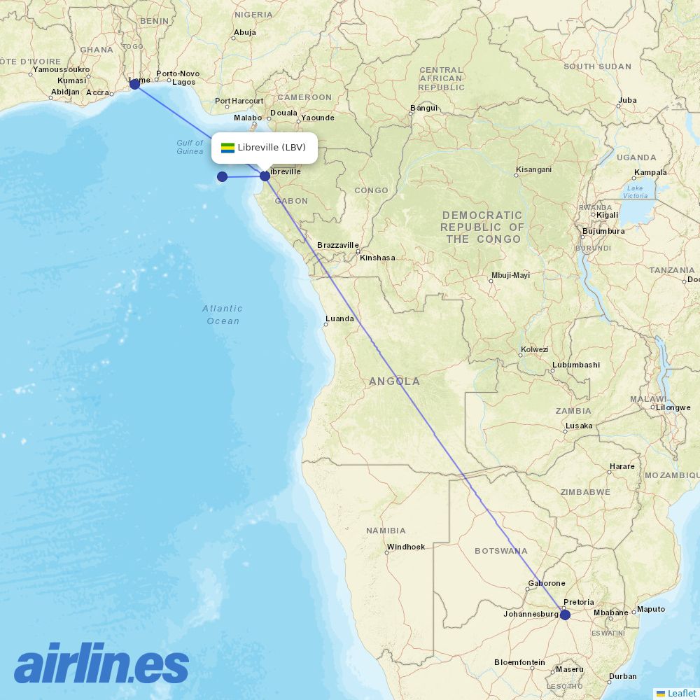 ASKY Airlines at LBV route map