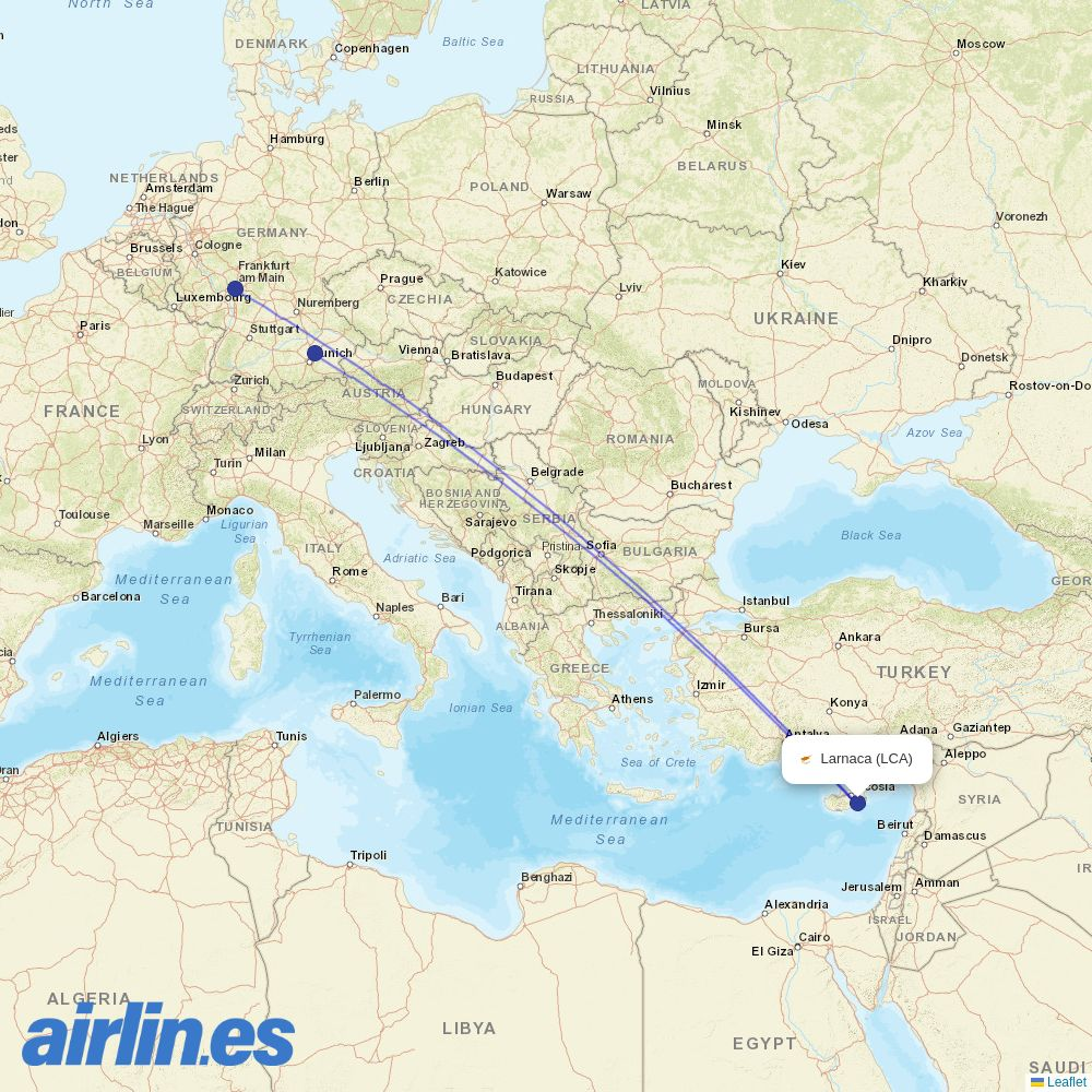 Discover Airlines at LCA route map