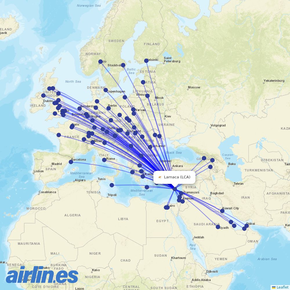 Air Serbia at LCA route map