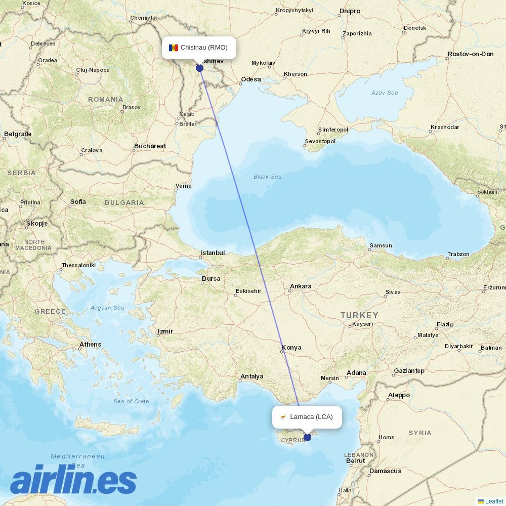 Karinou Airlines at LCA route map