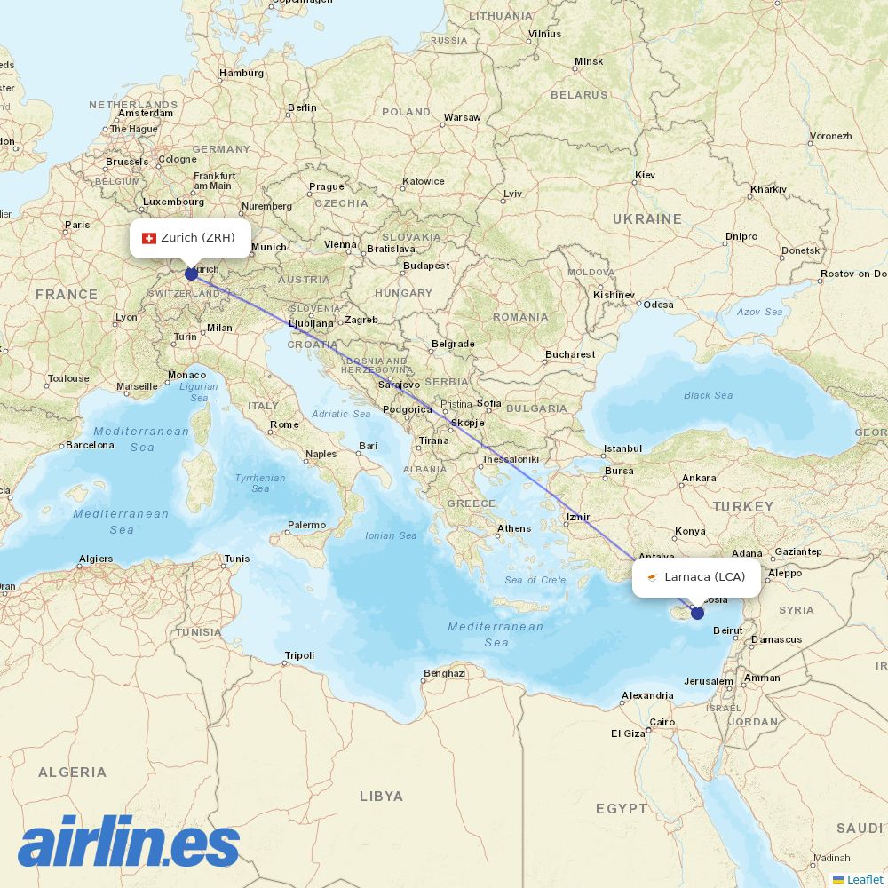 Edelweiss at LCA route map