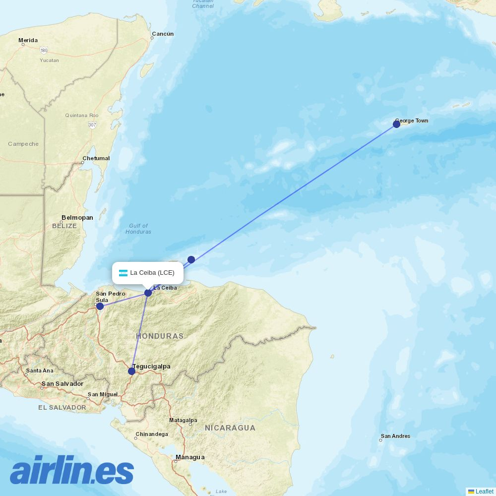 CM Airlines at LCE route map