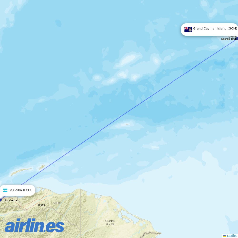 Cayman Airways at LCE route map