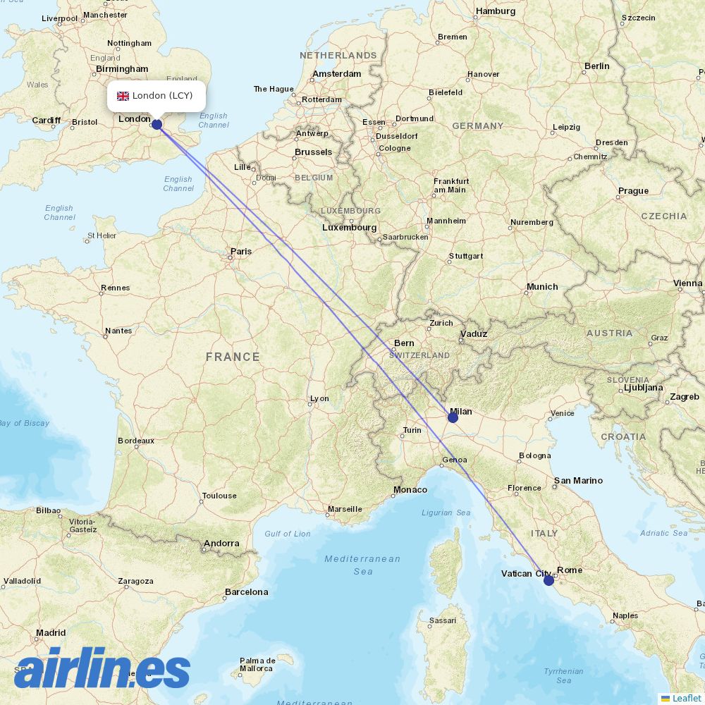 ITA Airways from City destination map