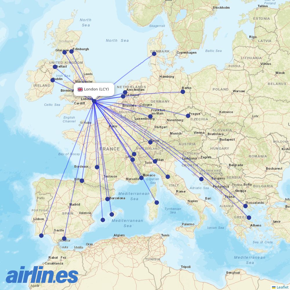 British Airways at LCY route map
