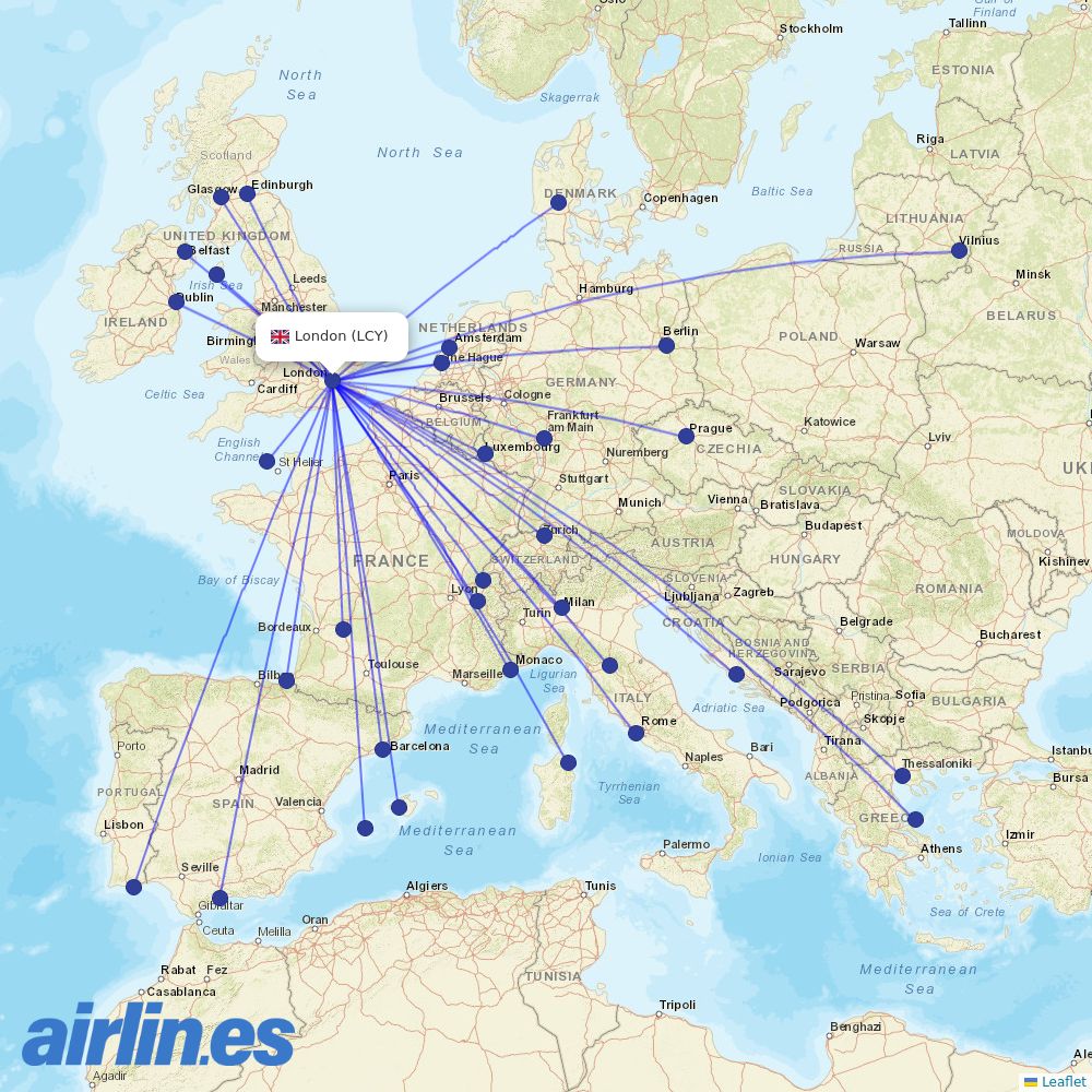 Luxair at LCY route map