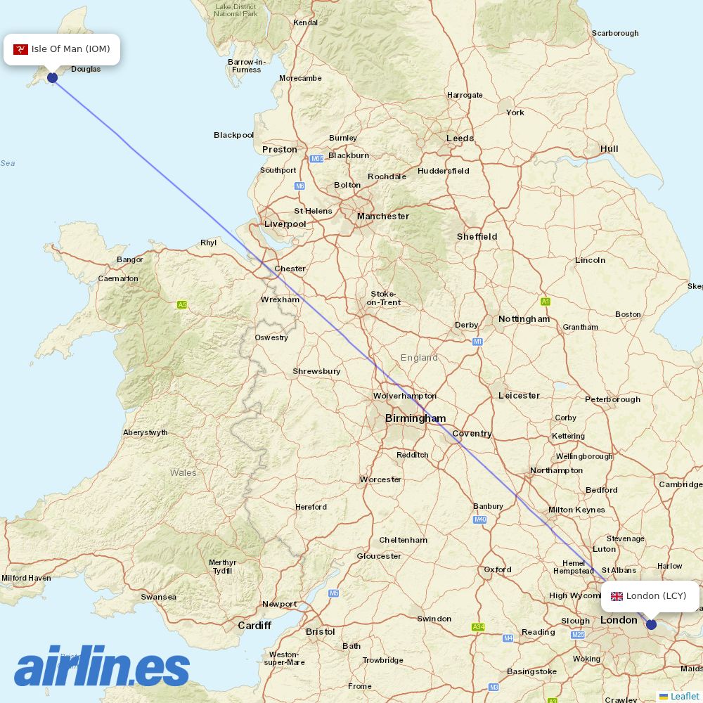 Loganair from City destination map