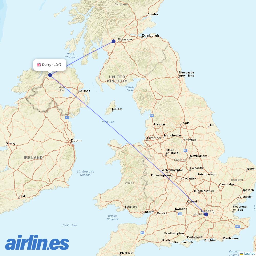 Loganair at LDY route map
