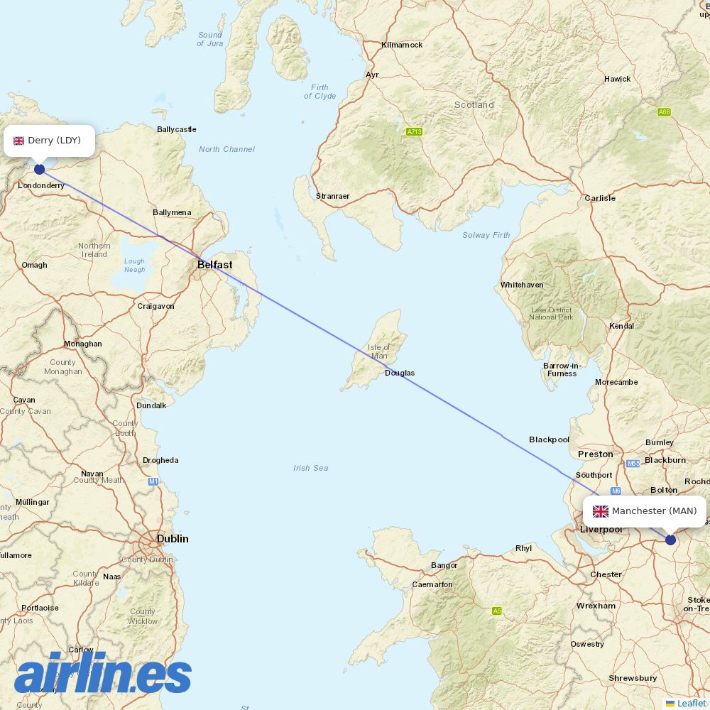 Ryanair UK from Londonderry Eglinton destination map