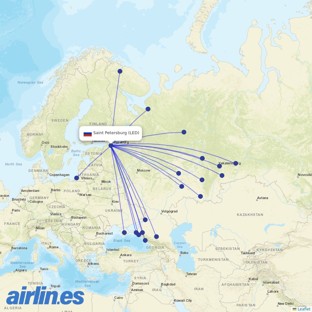 Smartavia at LED route map