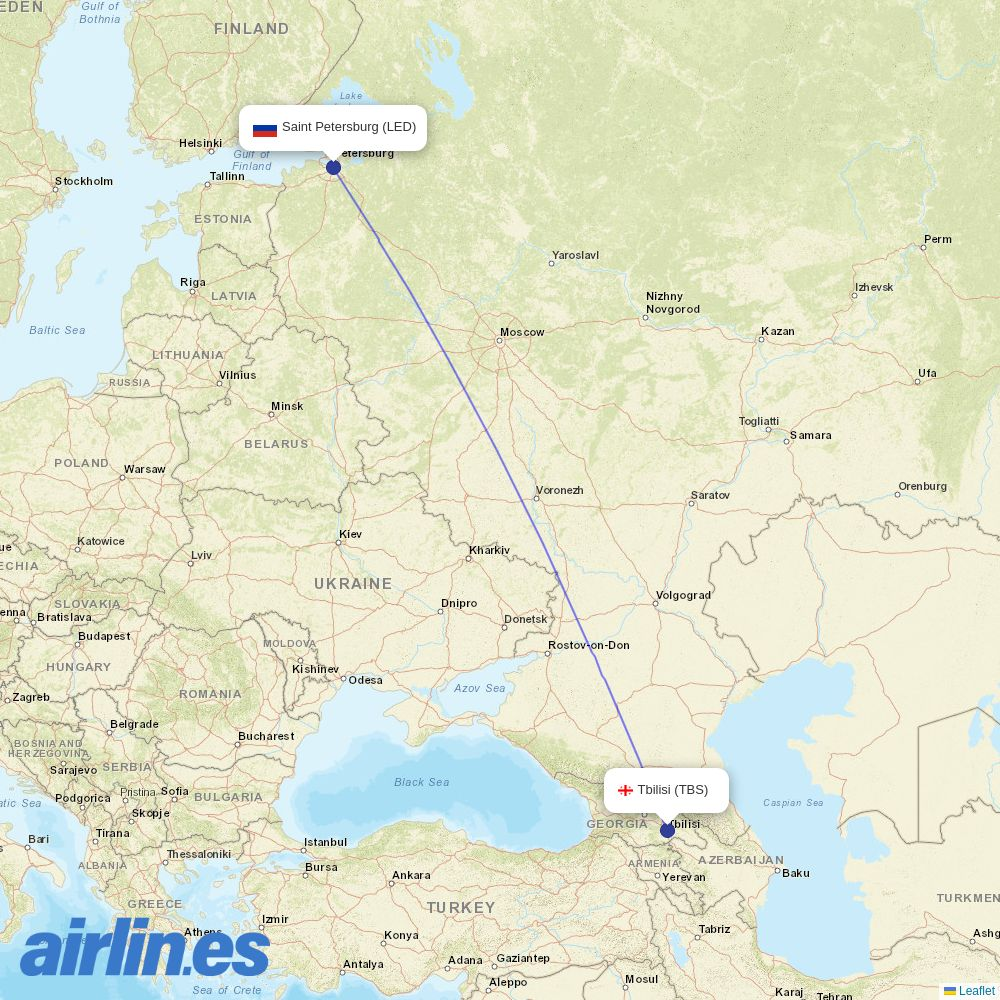 Georgian Airways at LED route map