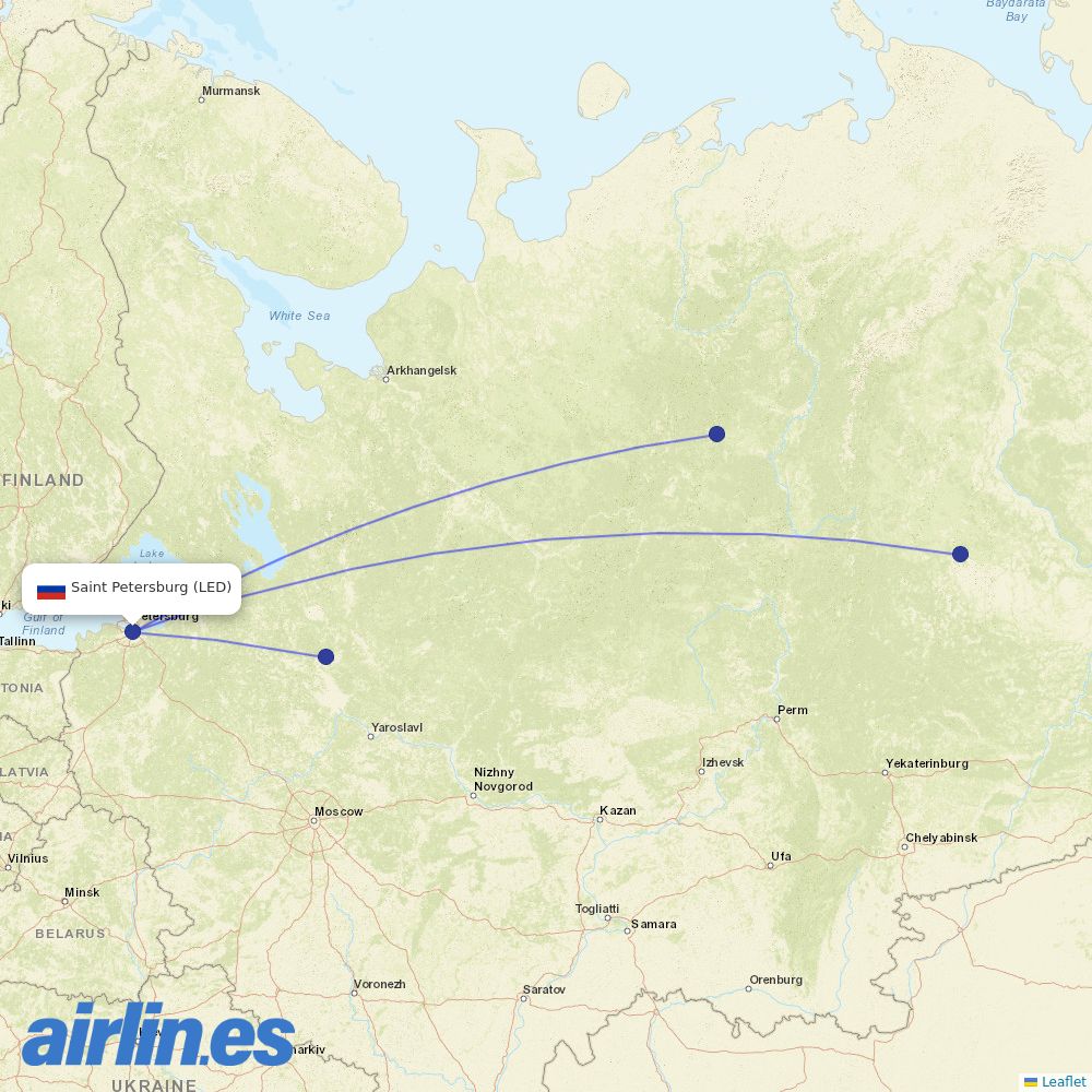 Severstal Avia at LED route map
