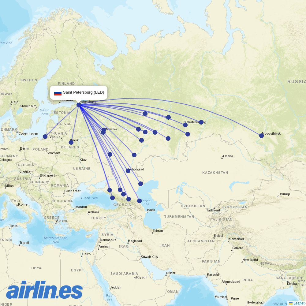 Pobeda at LED route map