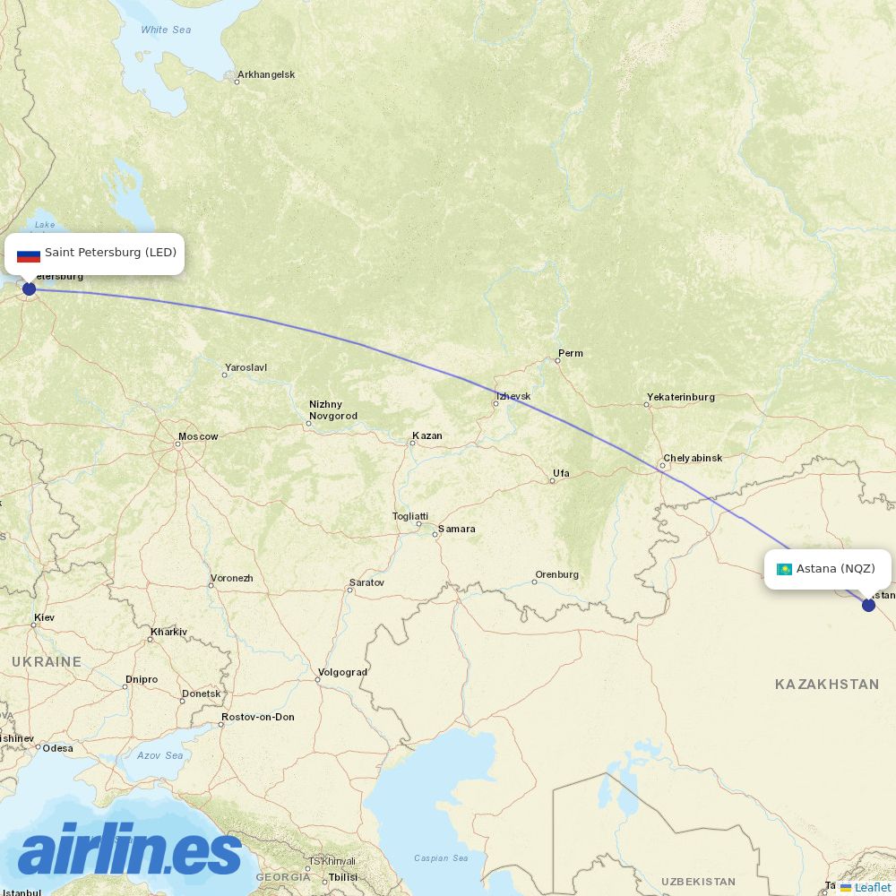 SCAT Airlines at LED route map