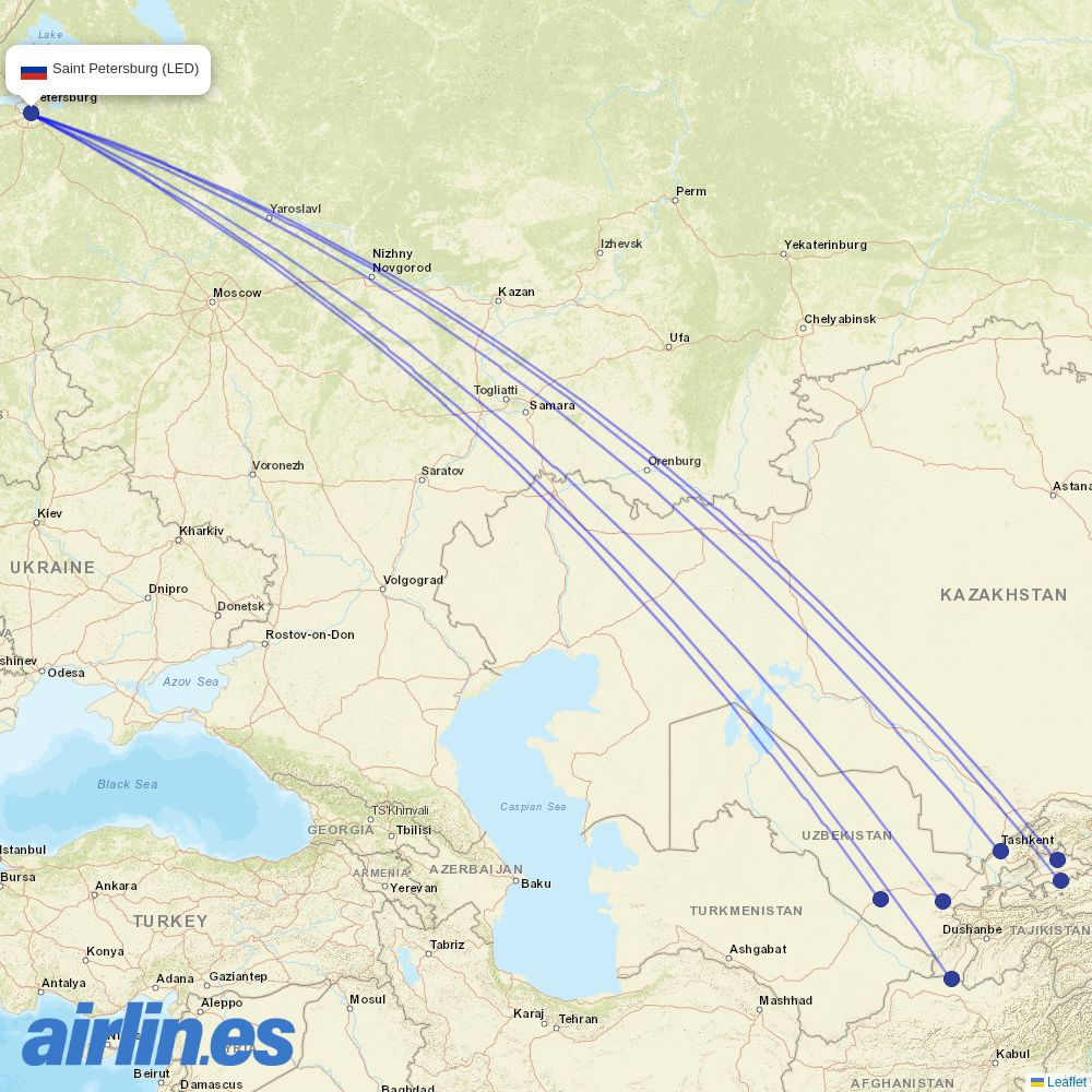 Taban Air at LED route map