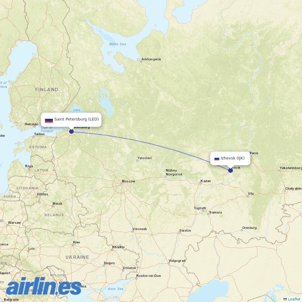 Izhavia at LED route map