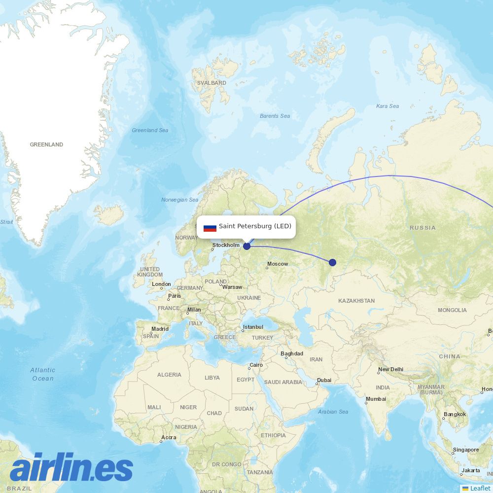 Yakutia at LED route map