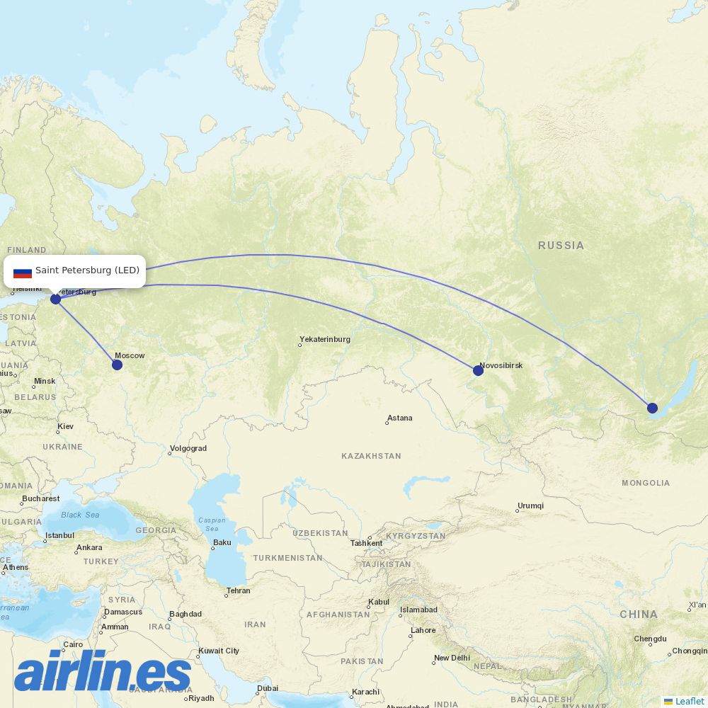 S7 Airlines at LED route map