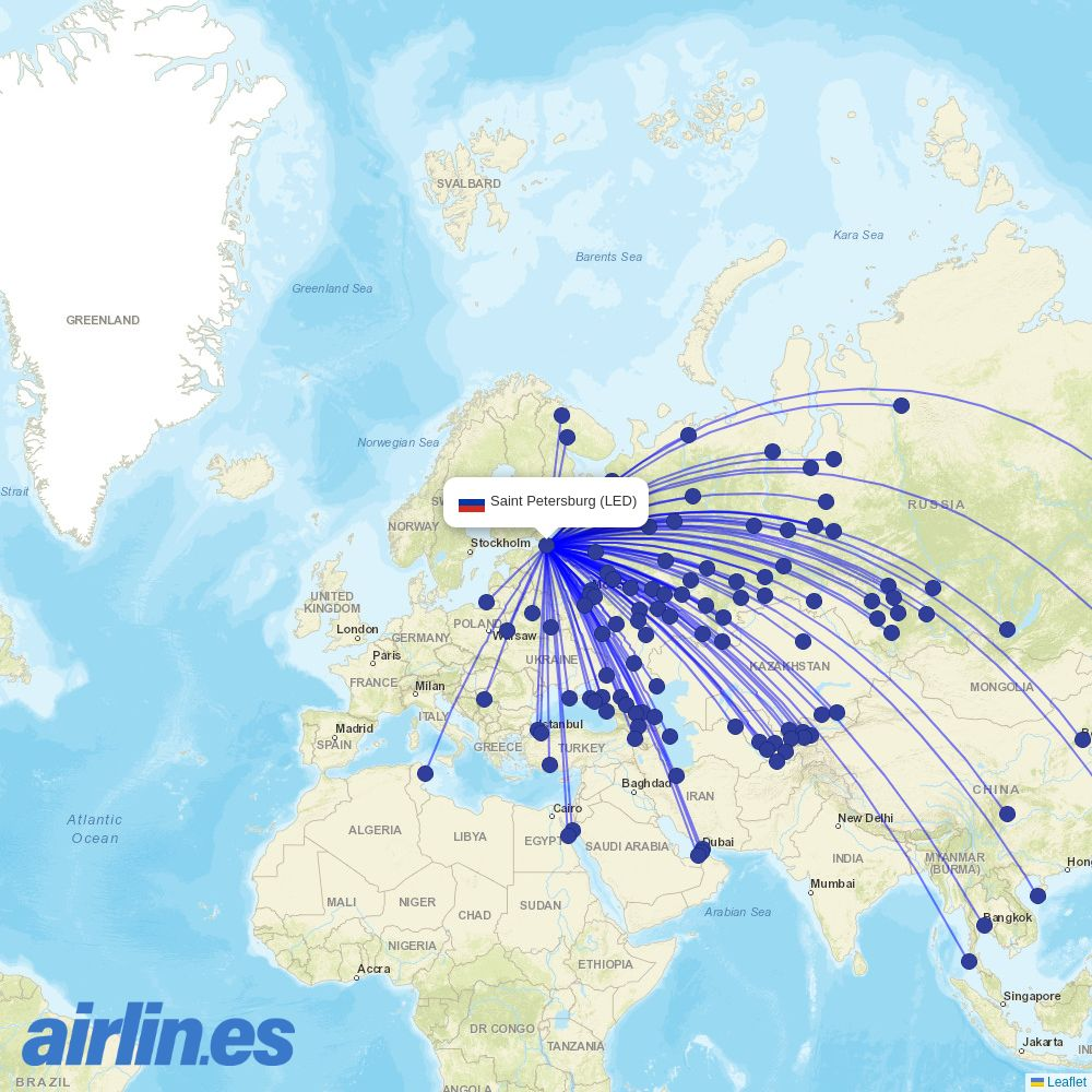 Avia Traffic Company at LED route map