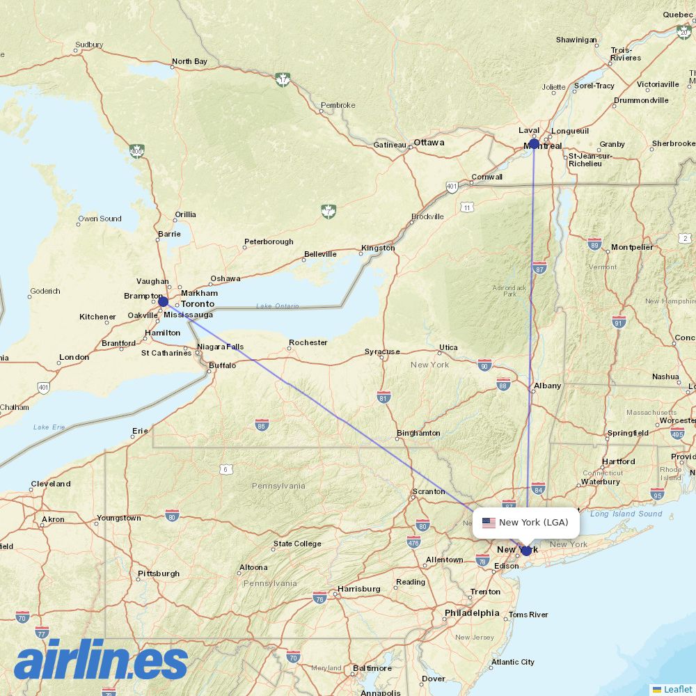 Air Canada at LGA route map