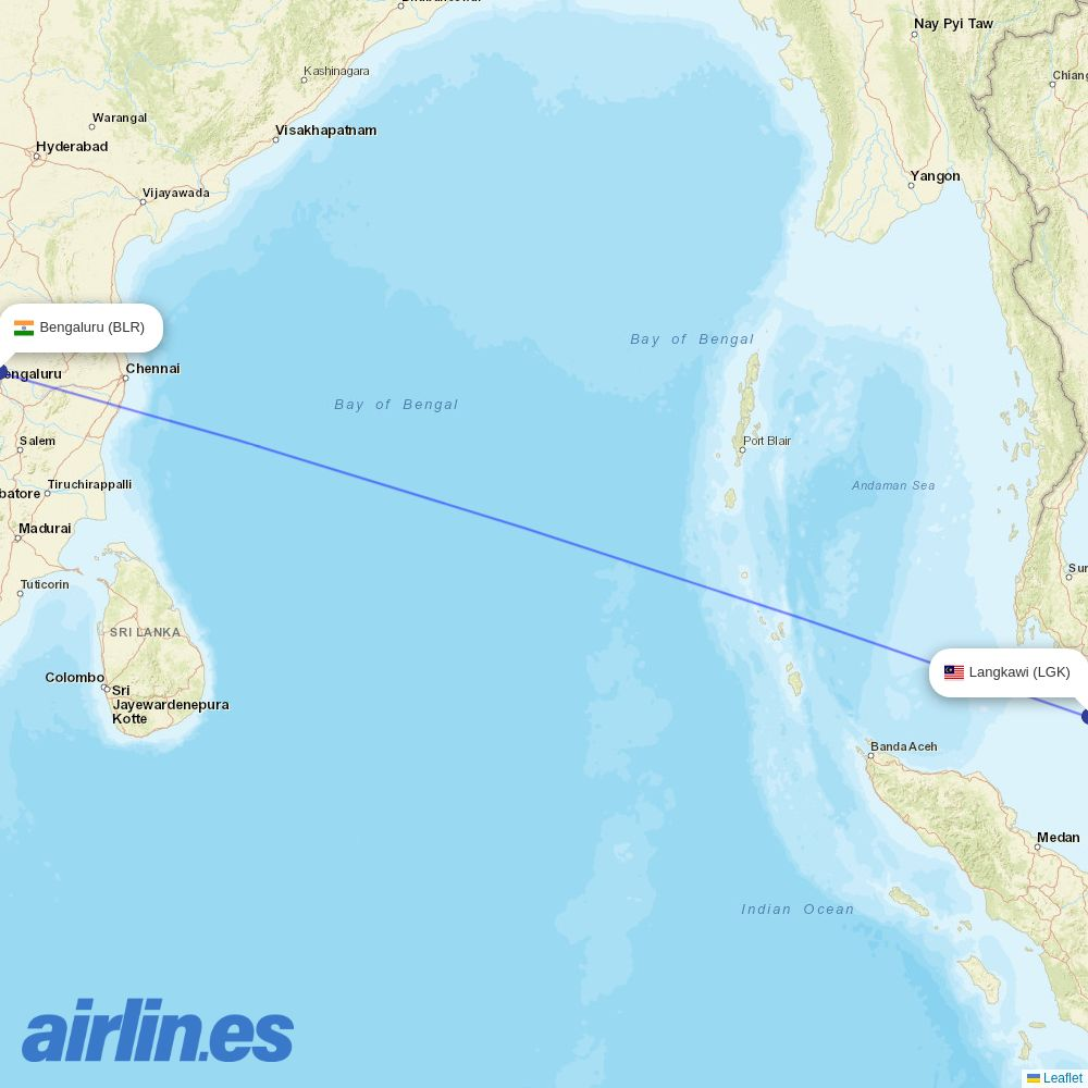 IndiGo from Langkawi destination map