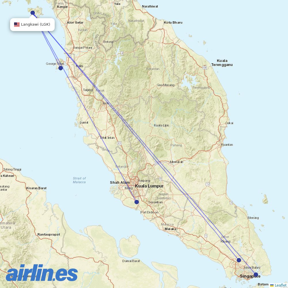 AirAsia at LGK route map