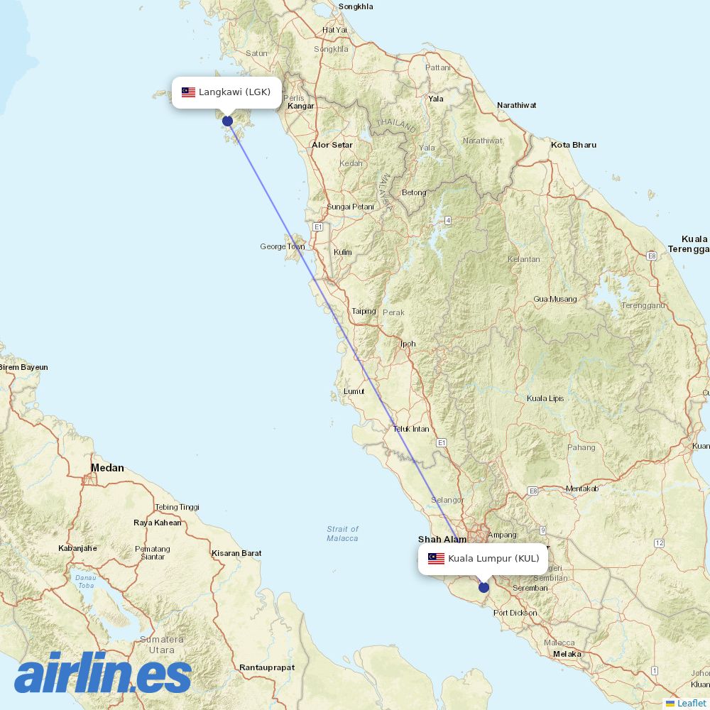 Malaysia Airlines at LGK route map