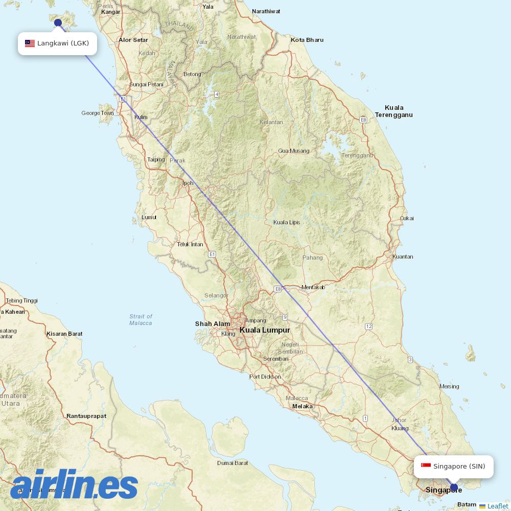 Scoot from Langkawi destination map