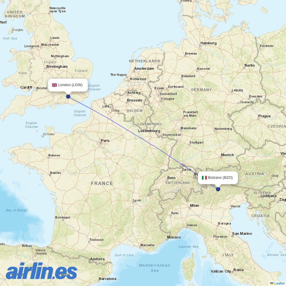 Sky Alps at LGW route map