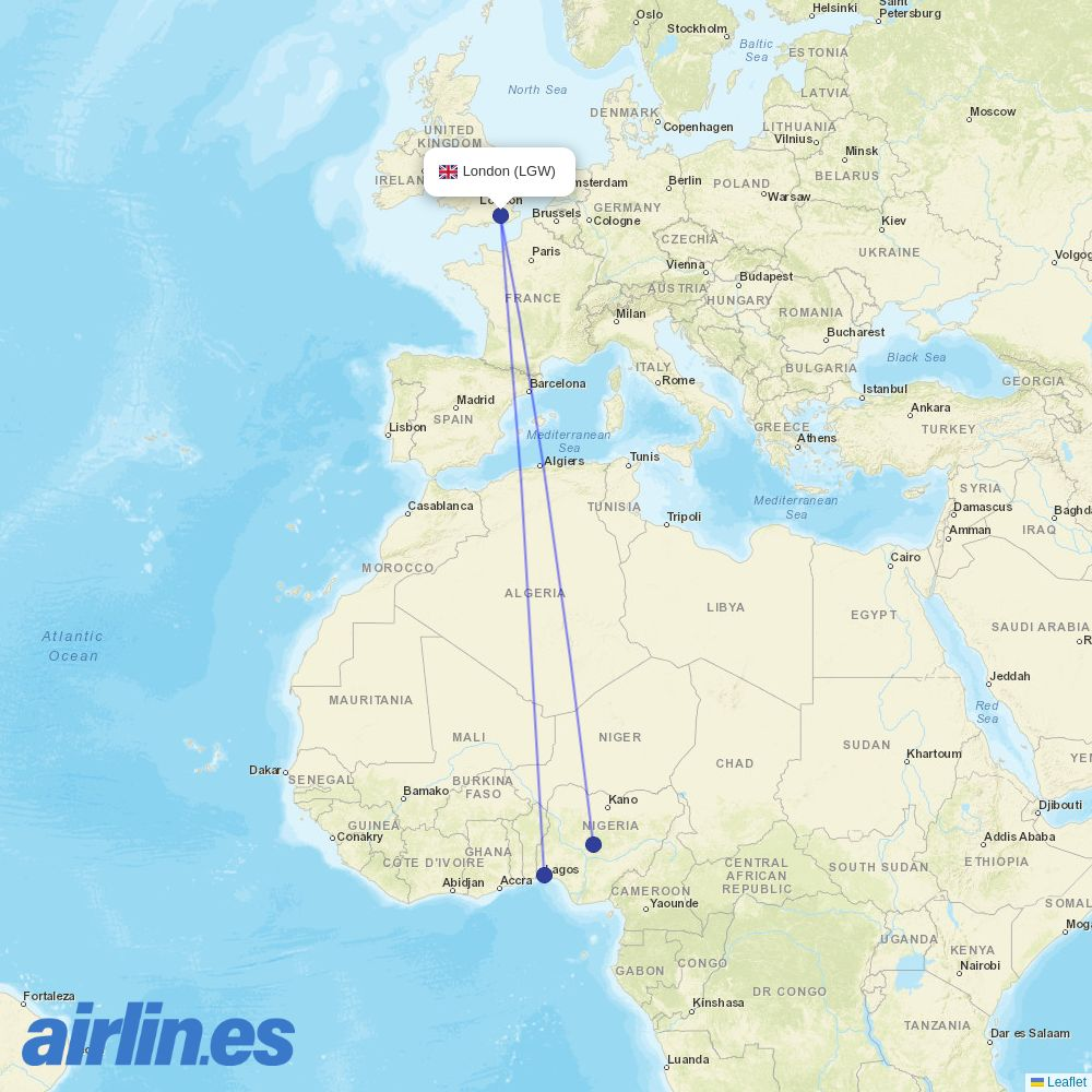 Air Peace at LGW route map