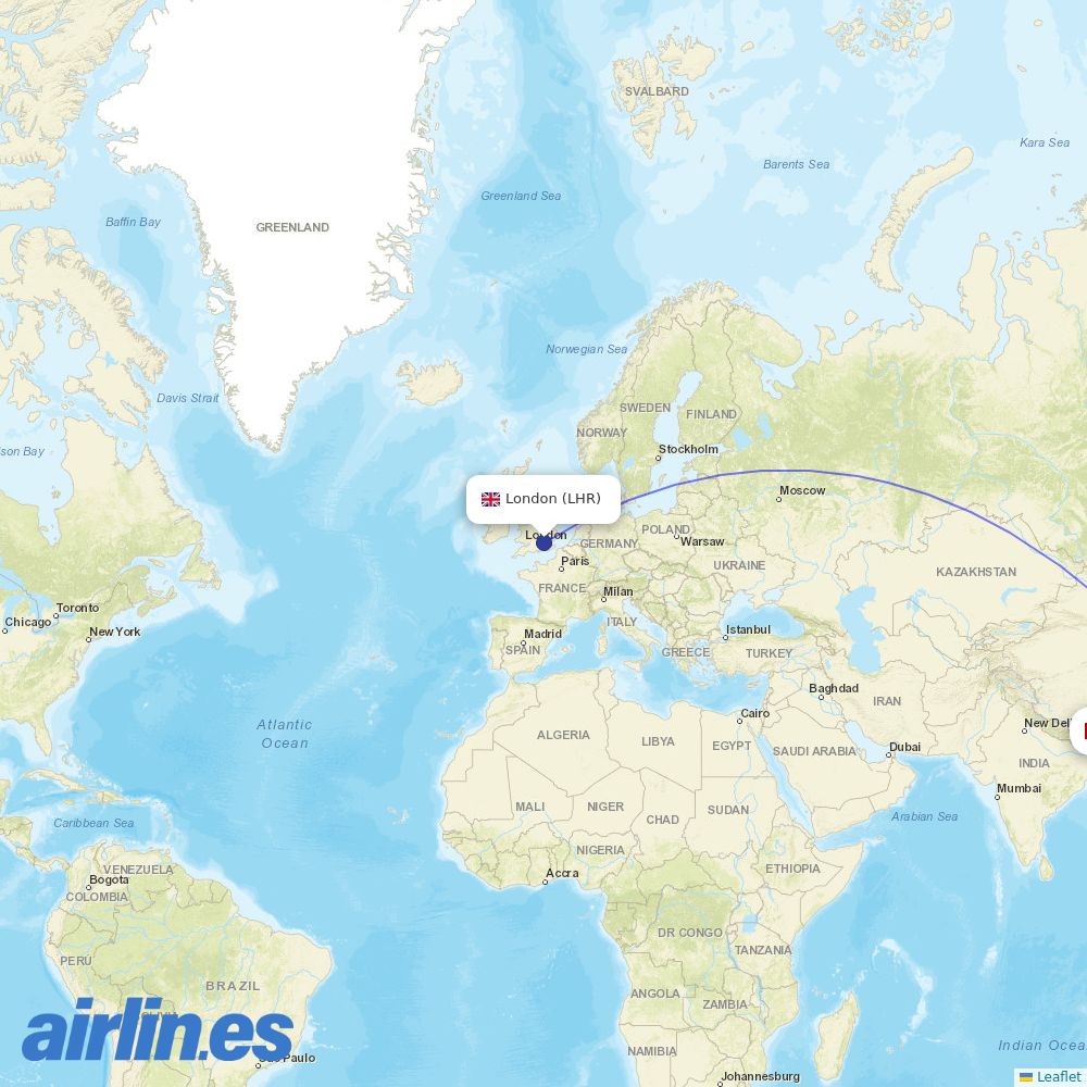 Cathay Pacific at LHR route map