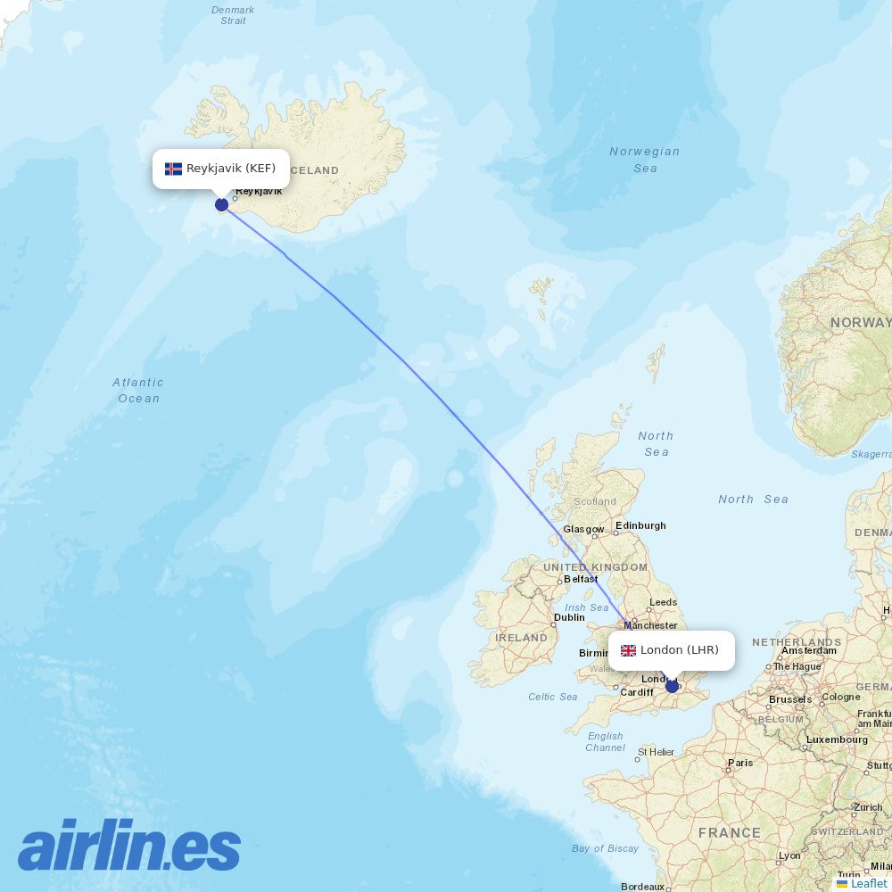 Icelandair at LHR route map