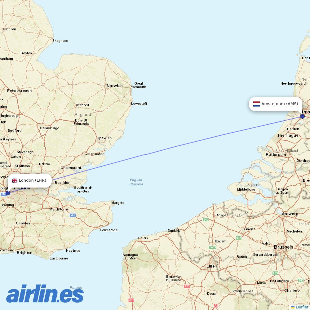 KLM at LHR route map