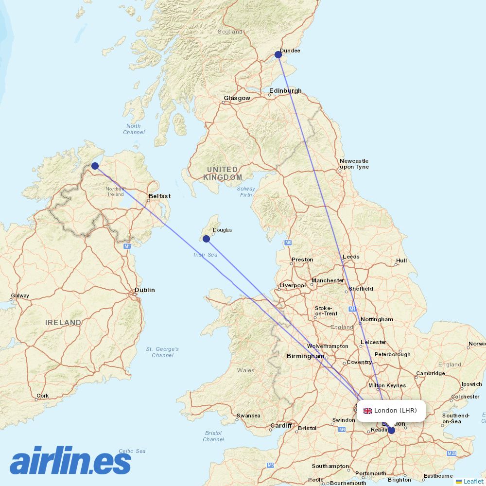 Loganair at LHR route map