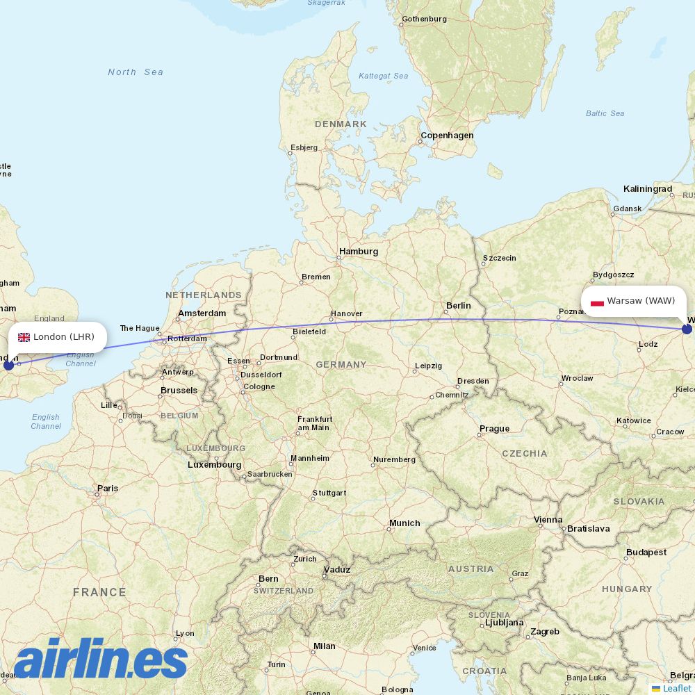 LOT at LHR route map