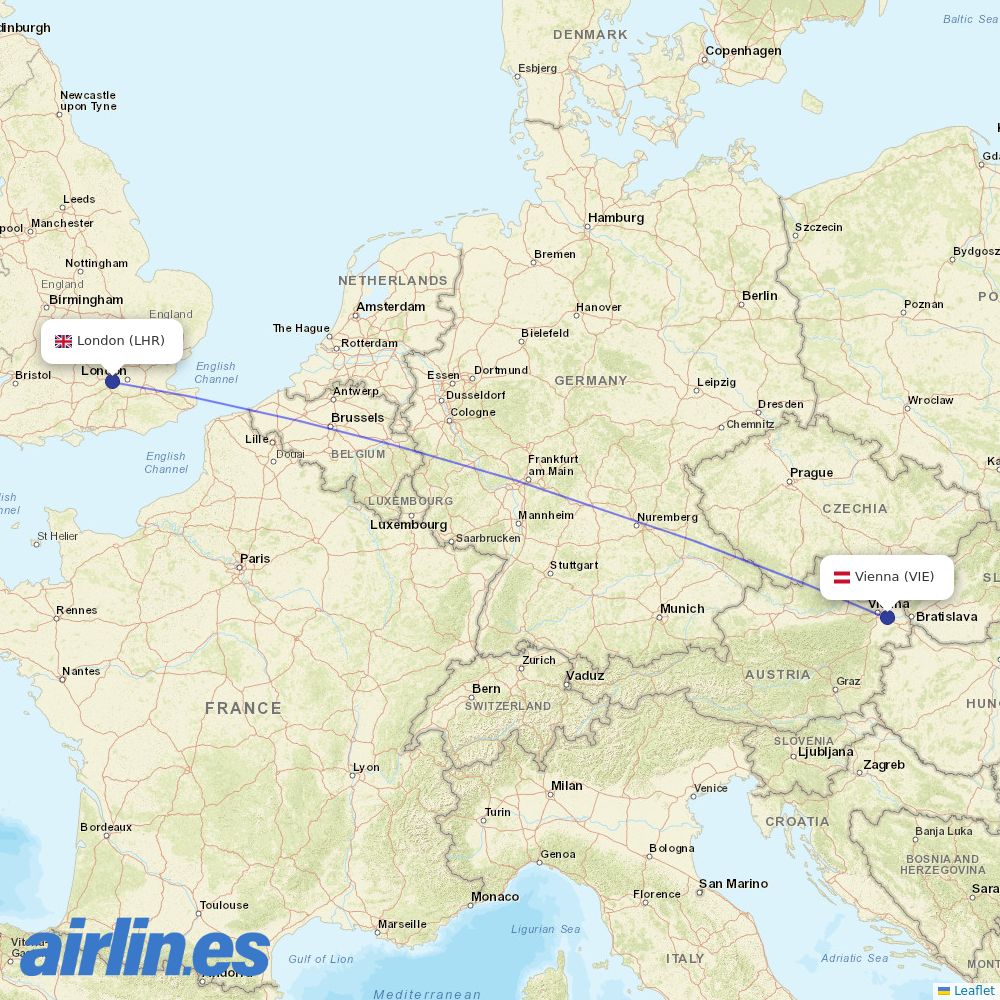 Austrian at LHR route map