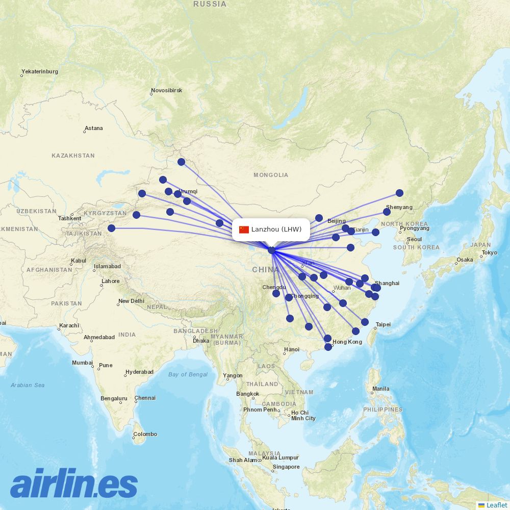 Spring Airlines at LHW route map