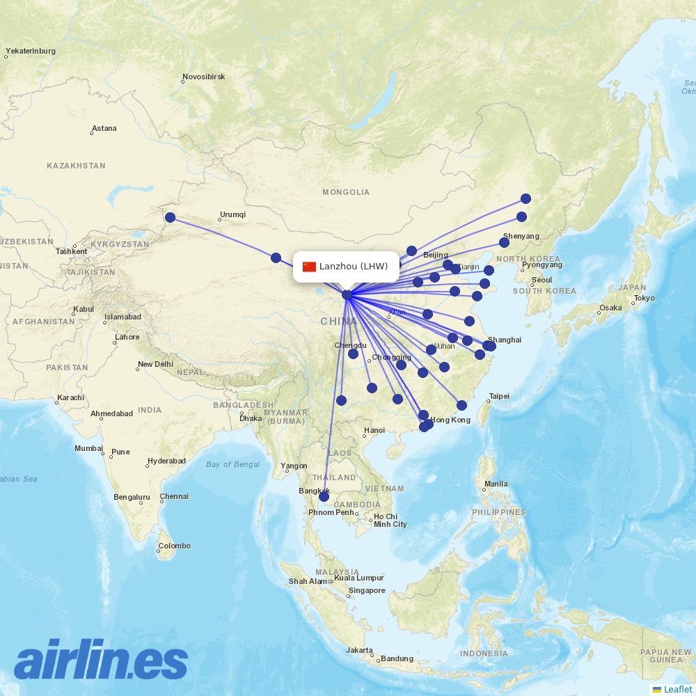 China Eastern at LHW route map