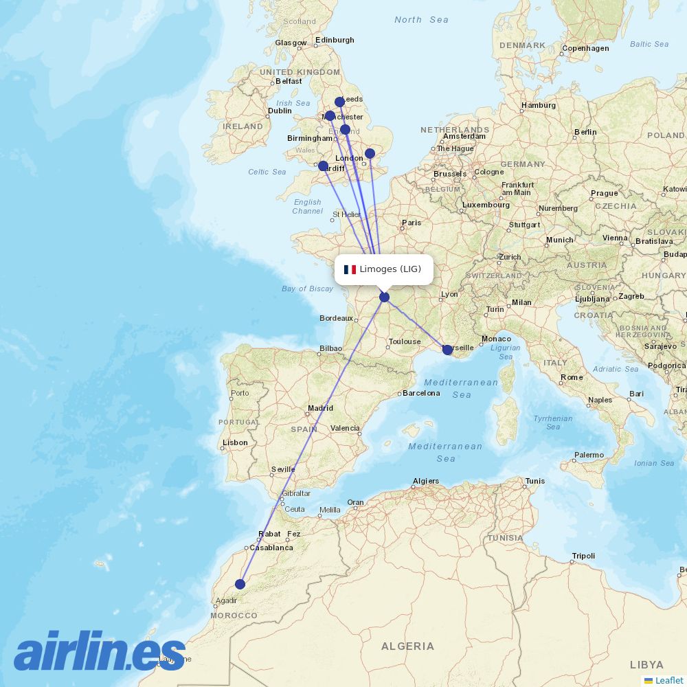 Ryanair from Bellegarde destination map