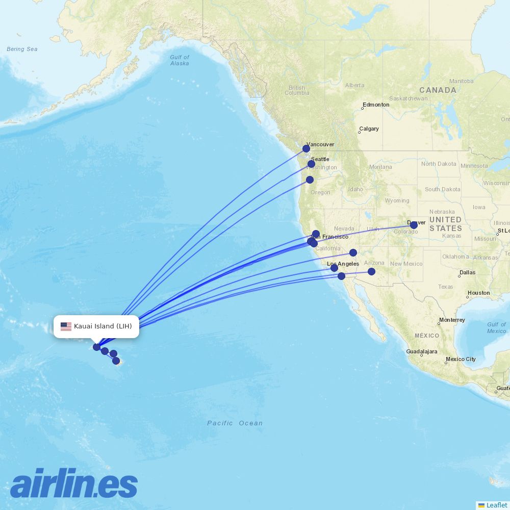 Alaska Airlines at LIH route map
