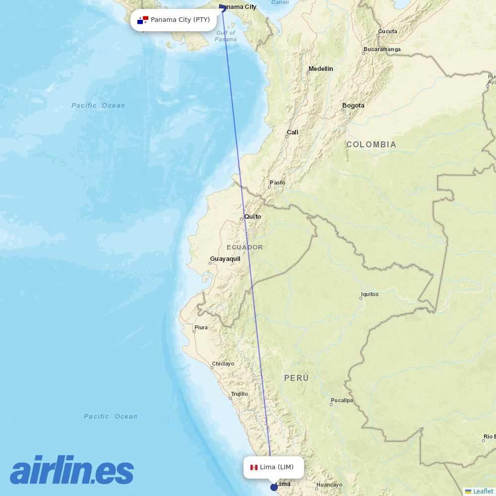 Copa Airlines at LIM route map